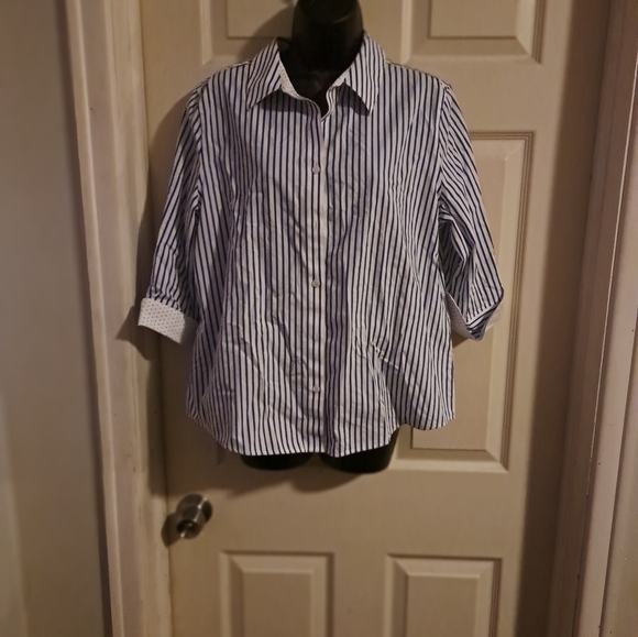 Chicos Striped button Down Blouse 100% cotton - Picture 1 of 4